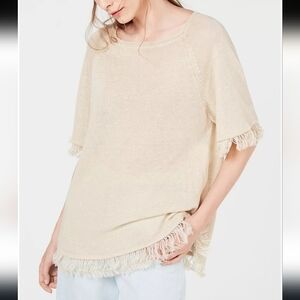 🌸 Max Mara Weekend | Cream Knit‎ Frayed Hem Top M